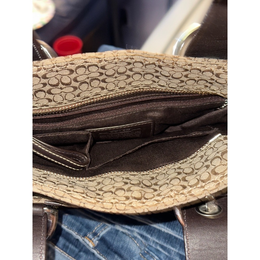 Coach Soho Mini Signature Jacquard Tote Bag Brown‎ F10927 Small Shoulder Bag - Picture 3 of 4